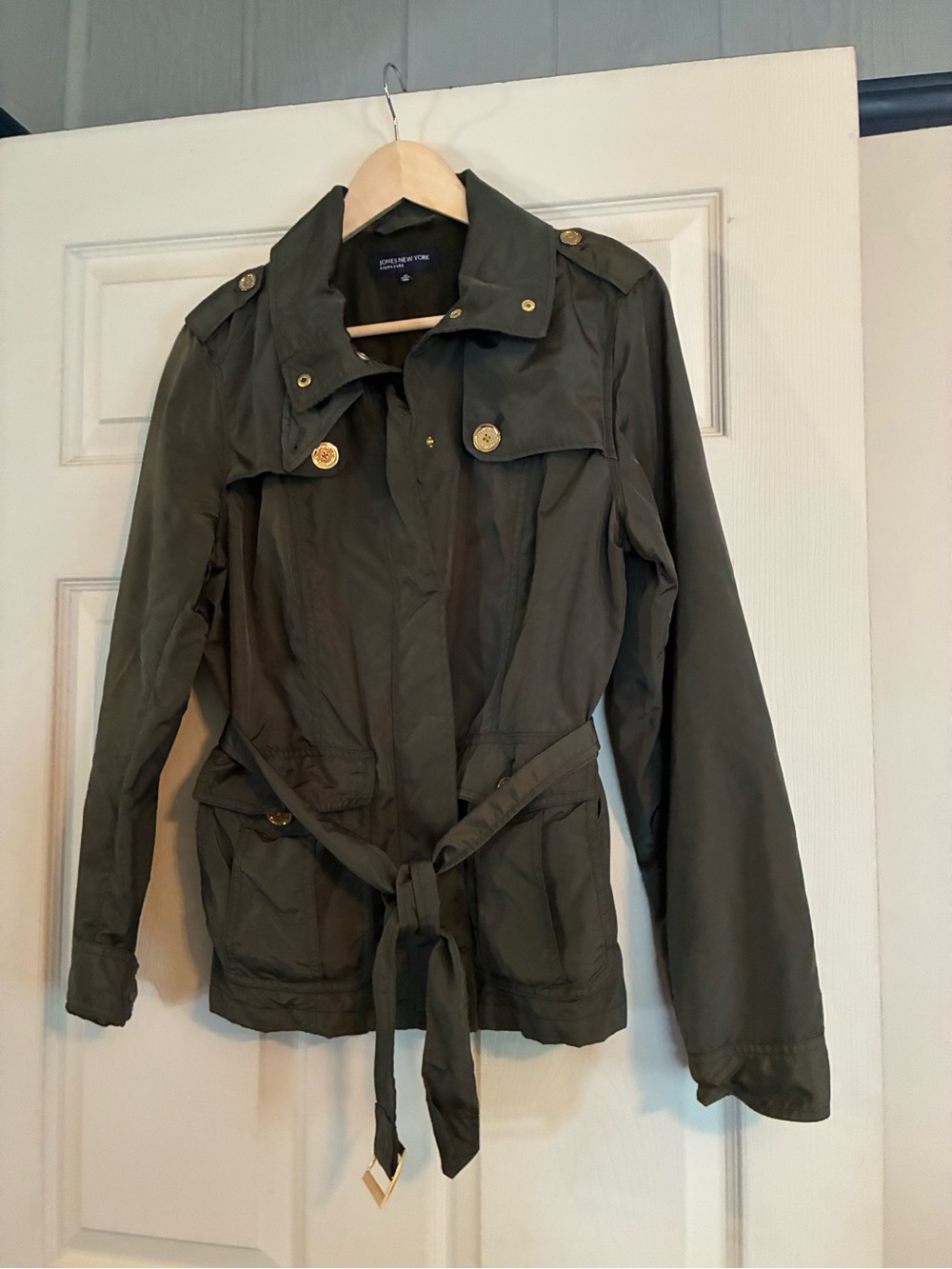 Jones New York Olive Utility Belted Jacket Signature Brand